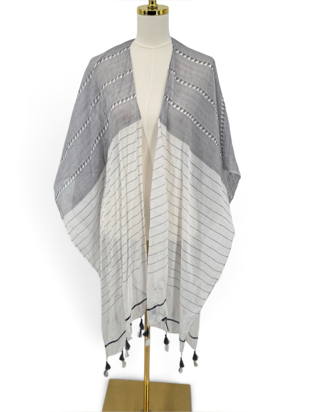 Mer Sea Wrap Shawl Women’s Fringe Cover Up Anthropologie Cotton Stripe